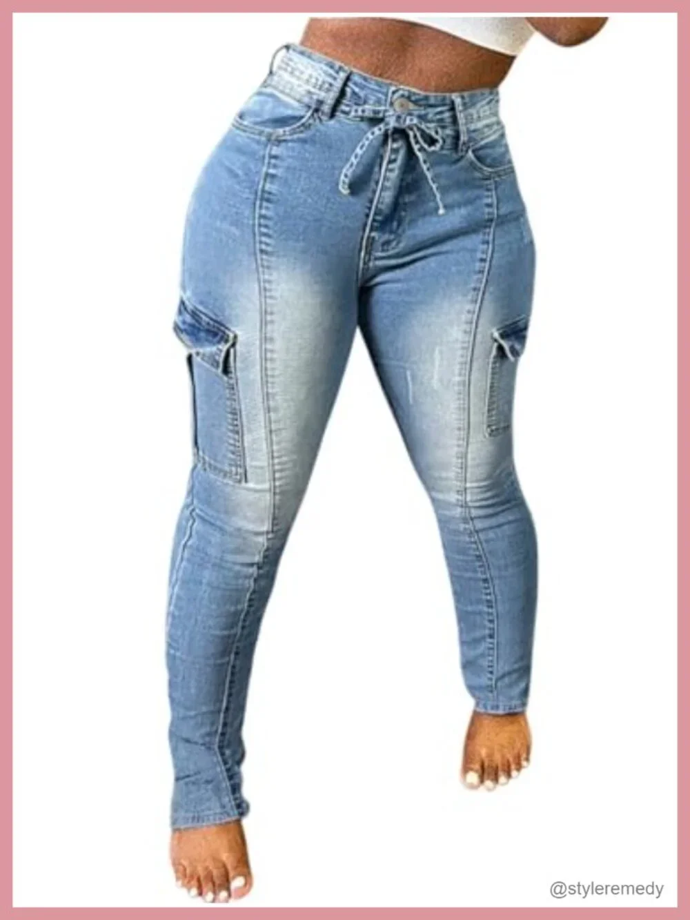 Women's High Waisted Stretch Skinny Cargo Pants